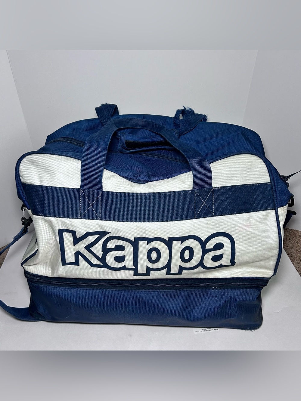 Kappa Sports Blue & White Vintage Duffle Bag